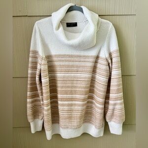 Lane Bryant Women's Cowl Neck Sweater - Cream and Tan